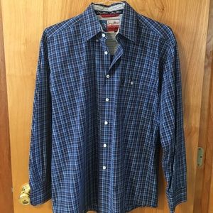 Wrangler Blue Plaid Button Down Western Shirt